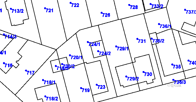Parcela st. 724/2 v KÚ Hostivař, Katastrální mapa