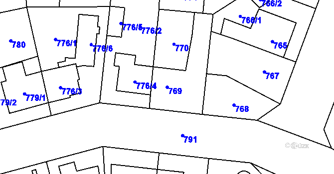 Parcela st. 769 v KÚ Hostivař, Katastrální mapa