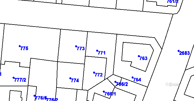 Parcela st. 771 v KÚ Hostivař, Katastrální mapa