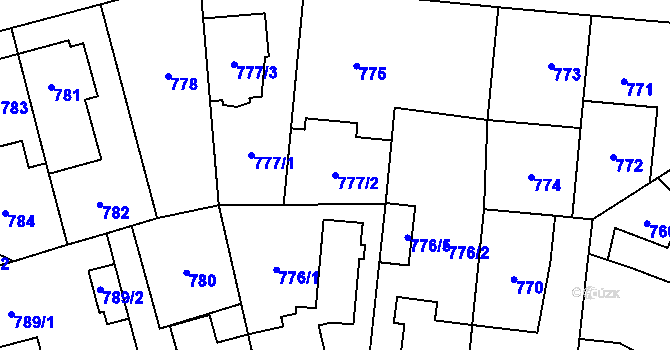 Parcela st. 777/2 v KÚ Hostivař, Katastrální mapa