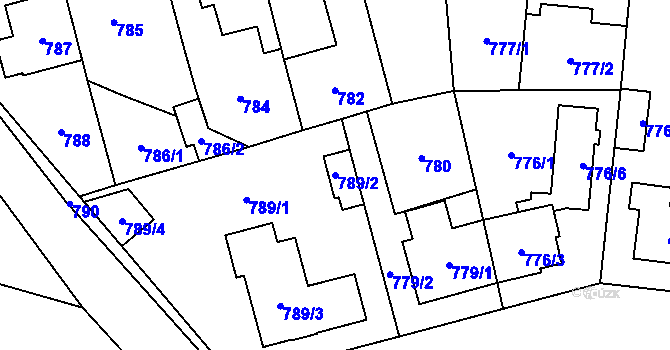 Parcela st. 789/2 v KÚ Hostivař, Katastrální mapa