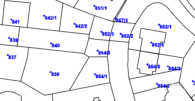 Parcela st. 854/6 v KÚ Hostivař, Katastrální mapa