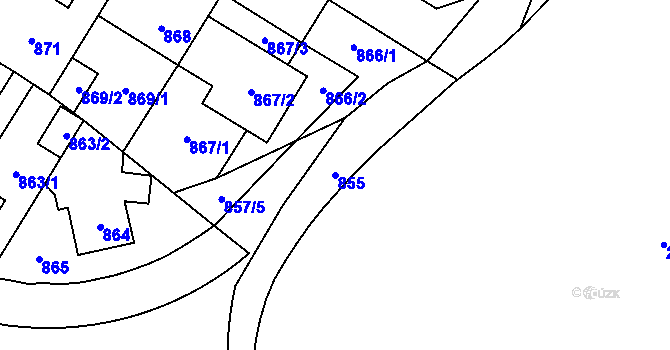 Parcela st. 855 v KÚ Hostivař, Katastrální mapa