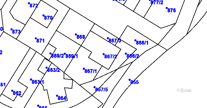 Parcela st. 867/2 v KÚ Hostivař, Katastrální mapa