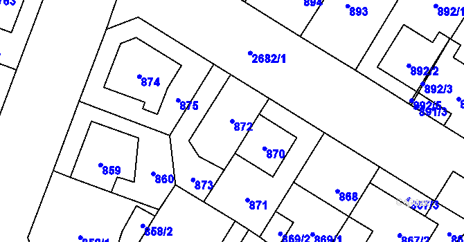 Parcela st. 872 v KÚ Hostivař, Katastrální mapa