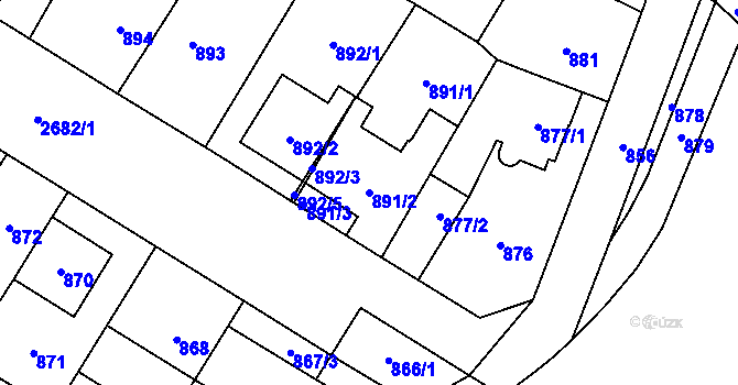 Parcela st. 891/2 v KÚ Hostivař, Katastrální mapa