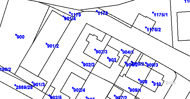 Parcela st. 902/3 v KÚ Hostivař, Katastrální mapa