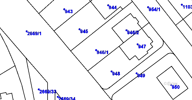 Parcela st. 946/1 v KÚ Hostivař, Katastrální mapa