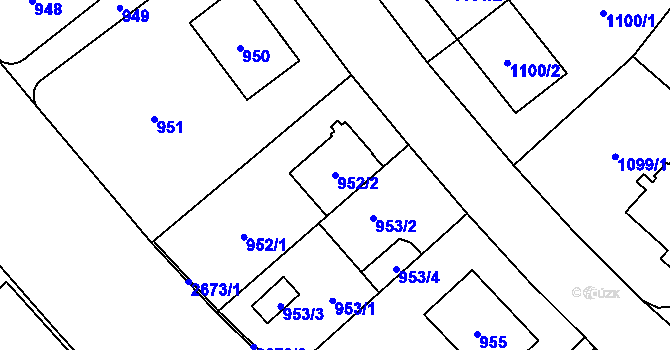 Parcela st. 952/2 v KÚ Hostivař, Katastrální mapa