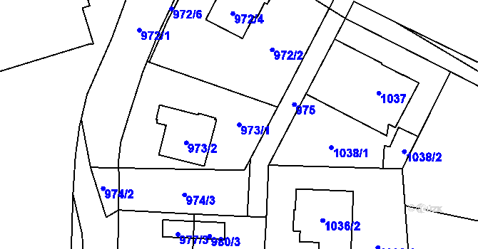 Parcela st. 973/1 v KÚ Hostivař, Katastrální mapa