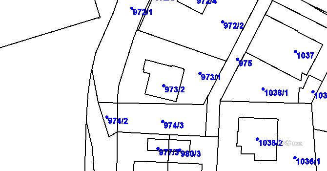 Parcela st. 973/2 v KÚ Hostivař, Katastrální mapa