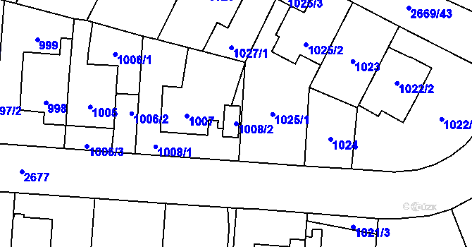 Parcela st. 1008/2 v KÚ Hostivař, Katastrální mapa