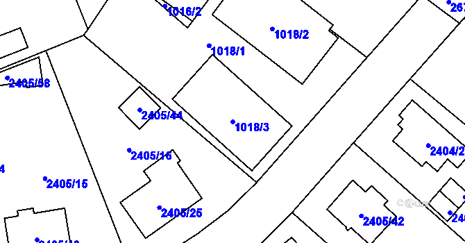 Parcela st. 1018/3 v KÚ Hostivař, Katastrální mapa