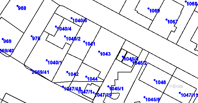 Parcela st. 1043 v KÚ Hostivař, Katastrální mapa