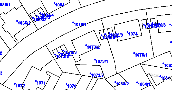 Parcela st. 1073/2 v KÚ Hostivař, Katastrální mapa