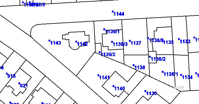 Parcela st. 1139/2 v KÚ Hostivař, Katastrální mapa