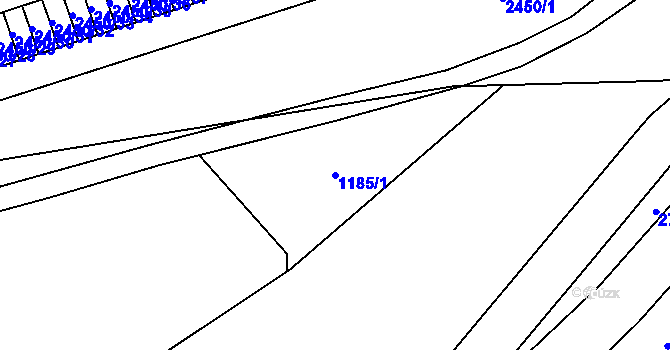 Parcela st. 1185/1 v KÚ Hostivař, Katastrální mapa