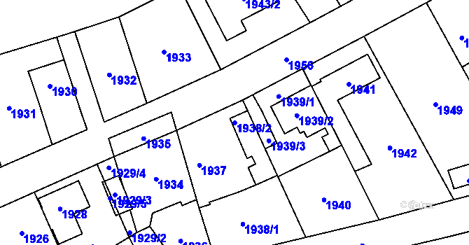 Parcela st. 1938/2 v KÚ Hostivař, Katastrální mapa