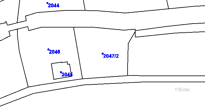 Parcela st. 2047/2 v KÚ Hostivař, Katastrální mapa