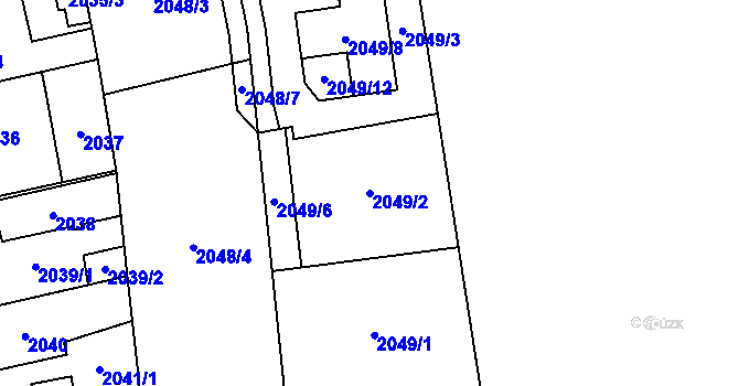 Parcela st. 2049/2 v KÚ Hostivař, Katastrální mapa