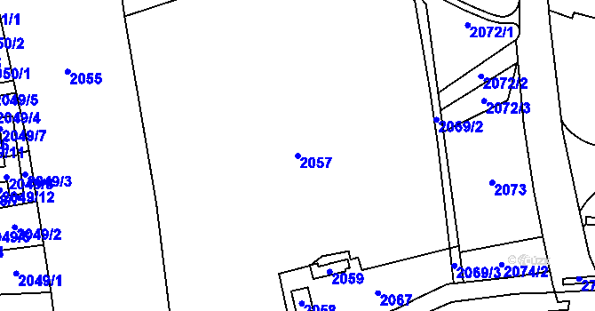 Parcela st. 2057 v KÚ Hostivař, Katastrální mapa