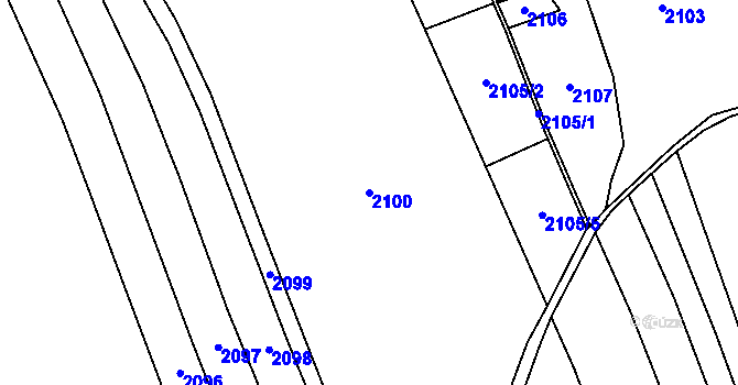 Parcela st. 2100 v KÚ Hostivař, Katastrální mapa
