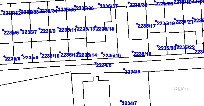 Parcela st. 2235/16 v KÚ Hostivař, Katastrální mapa