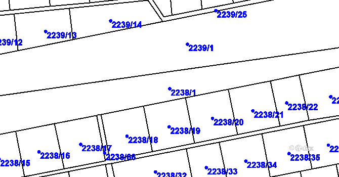 Parcela st. 2238/1 v KÚ Hostivař, Katastrální mapa