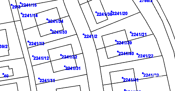 Parcela st. 2241/2 v KÚ Hostivař, Katastrální mapa
