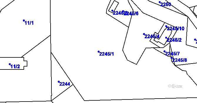 Parcela st. 2245/1 v KÚ Hostivař, Katastrální mapa