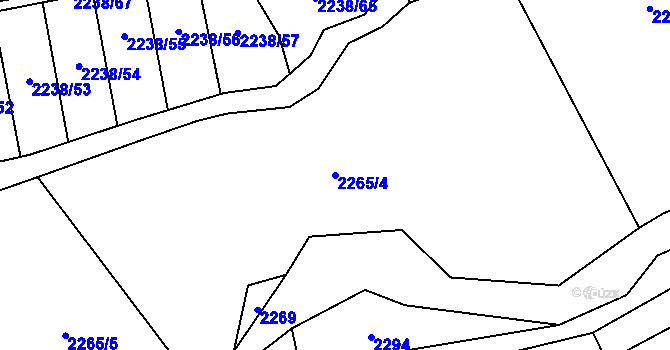 Parcela st. 2265/4 v KÚ Hostivař, Katastrální mapa