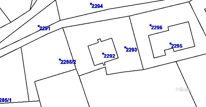 Parcela st. 2292 v KÚ Hostivař, Katastrální mapa