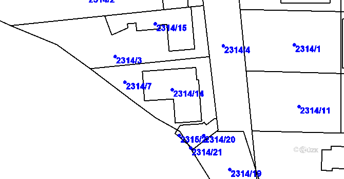 Parcela st. 2314/14 v KÚ Hostivař, Katastrální mapa