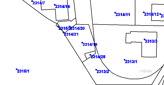 Parcela st. 2314/19 v KÚ Hostivař, Katastrální mapa