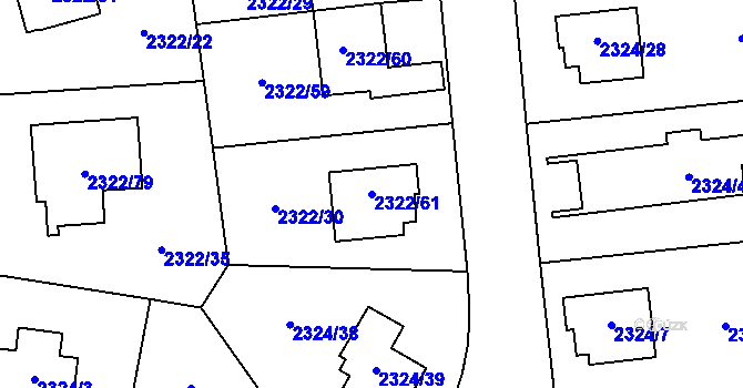 Parcela st. 2322/61 v KÚ Hostivař, Katastrální mapa