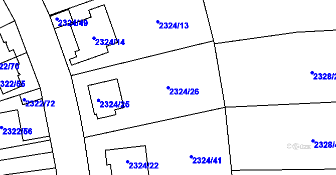 Parcela st. 2324/26 v KÚ Hostivař, Katastrální mapa