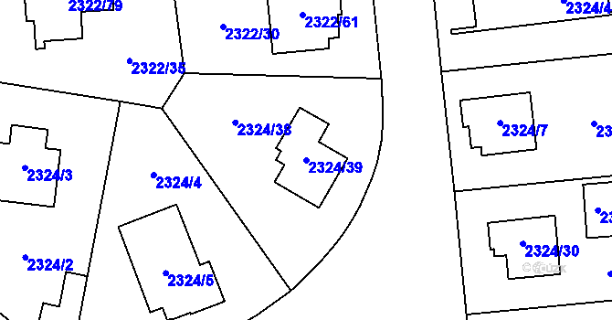 Parcela st. 2324/39 v KÚ Hostivař, Katastrální mapa