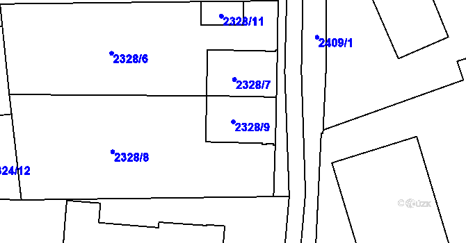 Parcela st. 2328/9 v KÚ Hostivař, Katastrální mapa