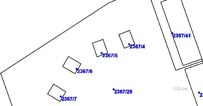 Parcela st. 2367/5 v KÚ Hostivař, Katastrální mapa