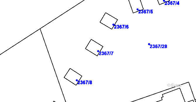 Parcela st. 2367/7 v KÚ Hostivař, Katastrální mapa
