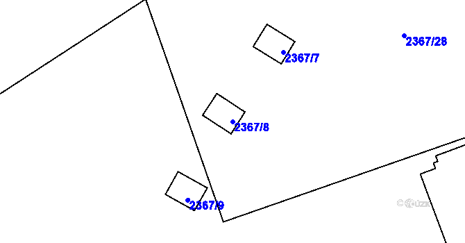 Parcela st. 2367/8 v KÚ Hostivař, Katastrální mapa