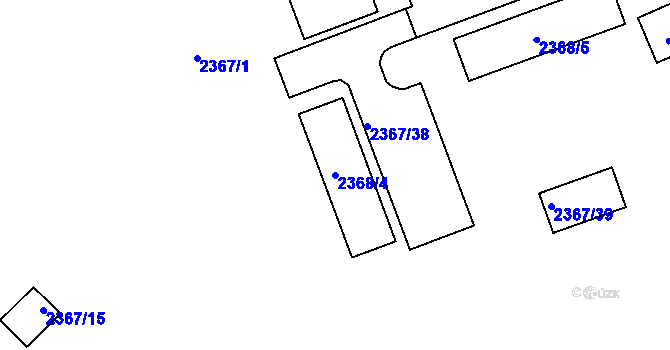 Parcela st. 2368/4 v KÚ Hostivař, Katastrální mapa