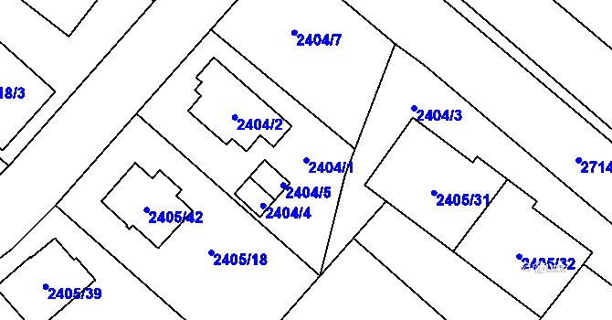 Parcela st. 2404/1 v KÚ Hostivař, Katastrální mapa
