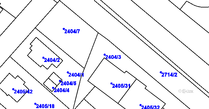 Parcela st. 2404/3 v KÚ Hostivař, Katastrální mapa