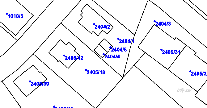 Parcela st. 2404/4 v KÚ Hostivař, Katastrální mapa
