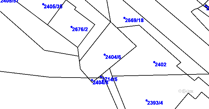 Parcela st. 2404/6 v KÚ Hostivař, Katastrální mapa
