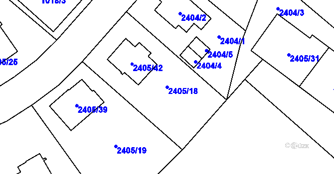 Parcela st. 2405/18 v KÚ Hostivař, Katastrální mapa