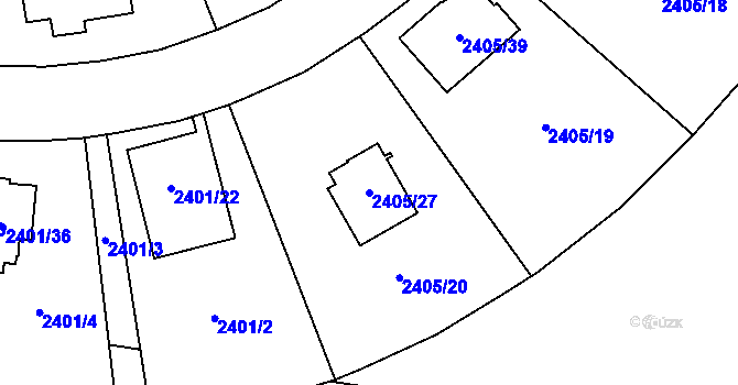 Parcela st. 2405/27 v KÚ Hostivař, Katastrální mapa