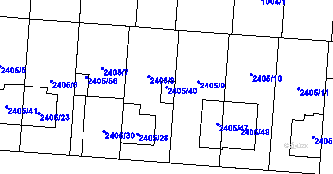 Parcela st. 2405/40 v KÚ Hostivař, Katastrální mapa