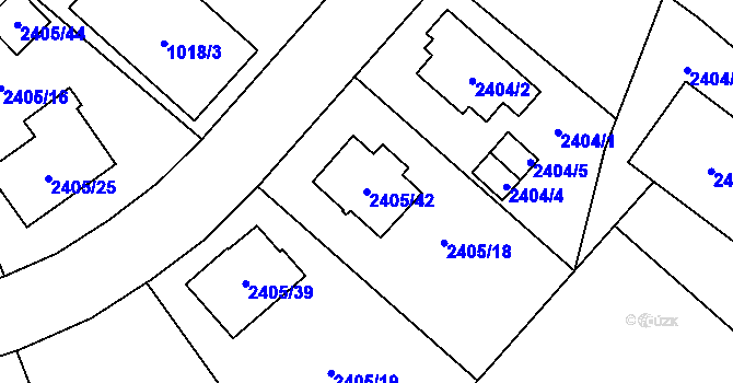 Parcela st. 2405/42 v KÚ Hostivař, Katastrální mapa